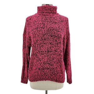 Vintage Chaus Turtleneck Neon Pink Black Retro Knit Sweater Womens Large